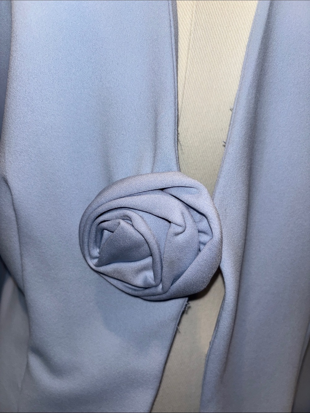 Light Blue Women's Open Front Blazer with Rosette Closure - Picture 2 of 4